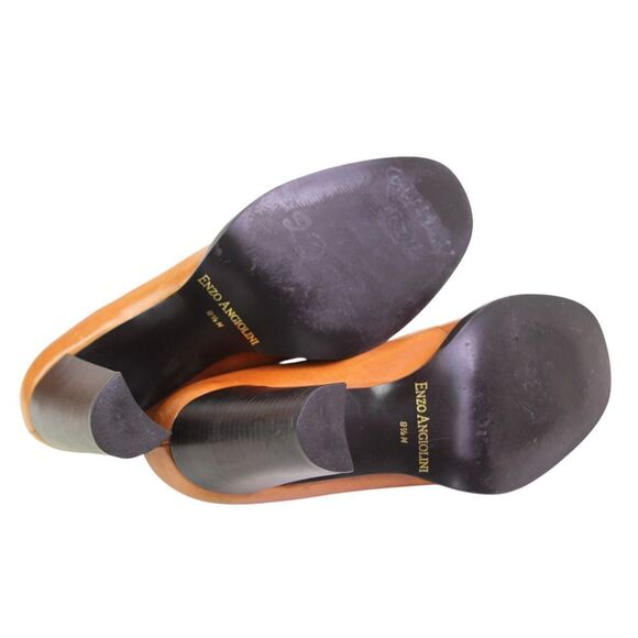 Enzo Angiolini BROWN REAL LEATHER HIGH HEEL ROUND TOE CLASSIC PUMP SHOES Sz 9.5M - Picture 9 of 11